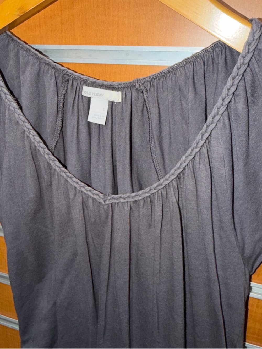 Old Navy Charcoal Braided Scoop-Neck Top